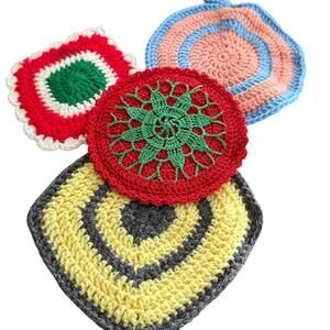 Lot Of 4 Crocheted Trivets /Potholders One Has Loop For Hanging